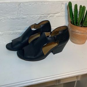 Open Toe Leather Wedges